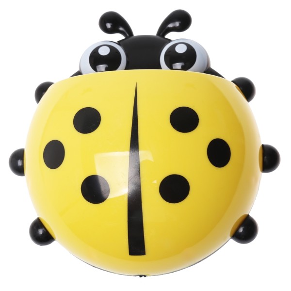 Toothbrush and toothpaste holder, ladybug, yellow color
